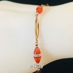 Fine, Art Deco, 9ct, 9k, 375 Rose Gold Carnelian & rock crystal bracelet, C1935