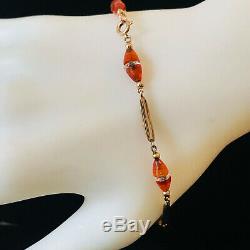 Fine, Art Deco, 9ct, 9k, 375 Rose Gold Carnelian & rock crystal bracelet, C1935