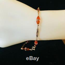 Fine, Art Deco, 9ct, 9k, 375 Rose Gold Carnelian & rock crystal bracelet, C1935