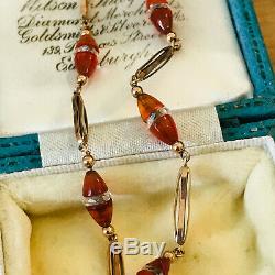 Fine, Art Deco, 9ct, 9k, 375 Rose Gold Carnelian & rock crystal bracelet, C1935