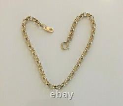 Fine Quality 7 Vintage Solid 9ct Yellow Gold Fancy Belcher Link Bracelet Chain