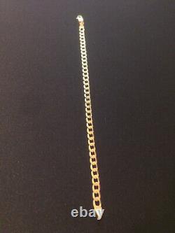 Fully Hallmarked 9ct Yellow Gold Square Curb Link Bracelet