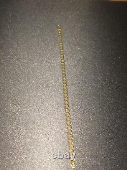 Fully Hallmarked 9ct Yellow Gold Square Curb Link Bracelet