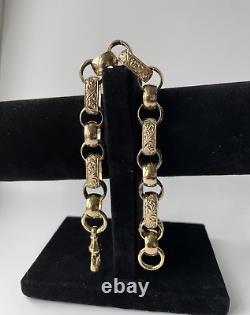 GENTS 9ct Gold on 925 Silver GYPSY BOX LINK Bracelet 9.'' SPECIAL DELIVERY