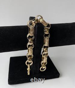 GENTS 9ct Gold on 925 Silver GYPSY BOX LINK Bracelet 9.'' SPECIAL DELIVERY
