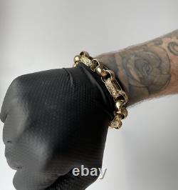 GENTS 9ct Gold on 925 Silver GYPSY BOX LINK Bracelet 9.'' SPECIAL DELIVERY