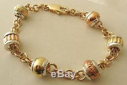 GENUINE 9K 9ct SOLID Gold & SILVER SERENITY BEADS CHARM BRACELET