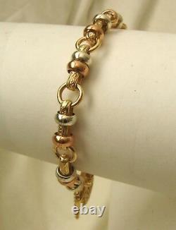 GENUINE 9ct 9K SOLID YELLOW WHITE and ROSE GOLD BELCHER BRACELET