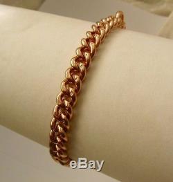 GENUINE 9ct SOLID ROSE GOLD ALBERT CURB BRACELET with SWIVEL CLASP 19, 21cm