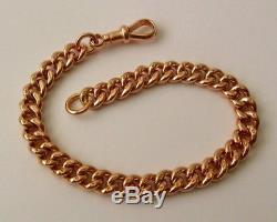 GENUINE 9ct SOLID ROSE GOLD ALBERT CURB BRACELET with SWIVEL CLASP 19, 21cm
