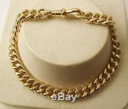 GENUINE 9ct SOLID YELLOW GOLD ALBERT CURB BRACELET with SWIVEL CLASP 19, 21cm