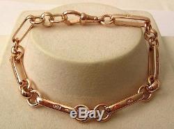 GENUINE SOLID 9K 9ct ROSE GOLD ALBERT BRACELET with SWIVEL CLASP