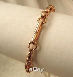 GENUINE SOLID 9K 9ct ROSE GOLD ALBERT BRACELET with SWIVEL CLASP