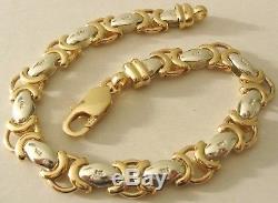 GENUINE SOLID 9ct YELLOW and WHITE GOLD TWO TONE HUGS and KISSES BRACELET