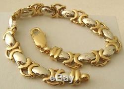 GENUINE SOLID 9ct YELLOW and WHITE GOLD TWO TONE HUGS and KISSES BRACELET