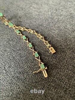 GOLDSMITHS 9ct Yellow Gold Emerald And Diamond Bracelet