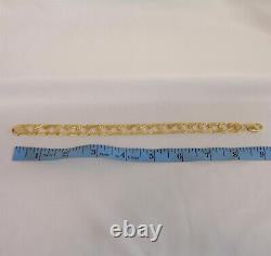Gents Patterned Square Curb Link Bracelet 9ct Yellow Gold Length 9