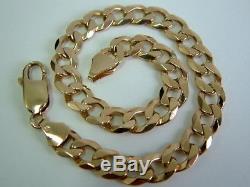 Gents Solid 9ct Gold Faceted Curb Linked Bracelet Half Ounce 8.5 Inches