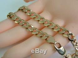 Gents Solid 9ct Gold Faceted Curb Linked Bracelet Half Ounce 8.5 Inches