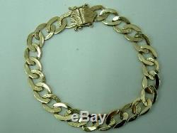 Gents Solid 9ct Gold Flat Slight Patterned Curb Linked Bracelet 8 Inches