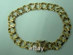 Gents Solid 9ct Gold Flat Slight Patterned Curb Linked Bracelet 8 Inches