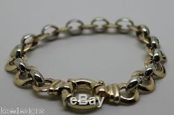 Genuine 9ct 9kt Yellow And White Gold Solid Belcher And Circle Bracelet