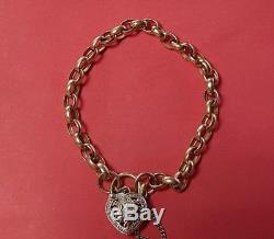 Genuine 9ct Gold Belcher Bracelet Diamond Heart Locket 10 grams Not Scrap $1500