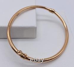 Genuine 9ct Rose Gold Women 3mm Oval Hinged Bangle Brand New 72mm Diameter