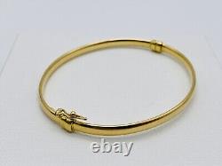 Genuine 9ct Yellow Gold 3mm Oval Hinged Bangle Brand New 72mm Diameter 3.2gr