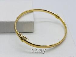 Genuine 9ct Yellow Gold 3mm Oval Hinged Bangle Brand New 72mm Diameter 3.2gr
