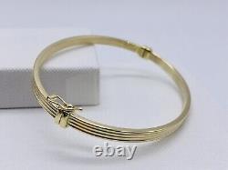 Genuine 9ct Yellow Gold 5MM Fancy Oval Hinged Bangle -375 Hallmarked- Brand New