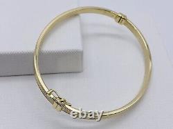 Genuine 9ct Yellow Gold 5MM Fancy Oval Hinged Bangle -375 Hallmarked- Brand New