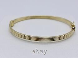 Genuine 9ct Yellow Gold 5MM Fancy Oval Hinged Bangle -375 Hallmarked- Brand New