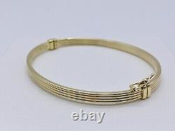 Genuine 9ct Yellow Gold 5MM Fancy Oval Hinged Bangle -375 Hallmarked- Brand New