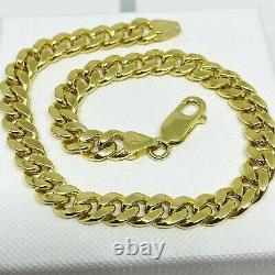 Genuine 9ct Yellow Gold 6mm Cuban Mens Bracelet 8.5 inch New