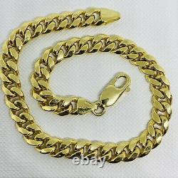 Genuine 9ct Yellow Gold 6mm Cuban Mens Bracelet 8.5 inch New