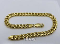 Genuine 9ct Yellow Gold 6mm Cuban Mens Bracelet 8.5 inch New