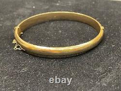 Genuine 9ct Yellow Gold 6mm Oval Hinged Bangle 60mm Diameter 8.51 Grams