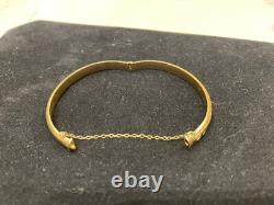 Genuine 9ct Yellow Gold 6mm Oval Hinged Bangle 60mm Diameter 8.51 Grams