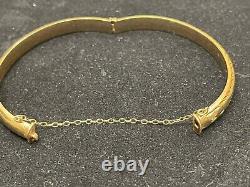 Genuine 9ct Yellow Gold 6mm Oval Hinged Bangle 60mm Diameter 8.51 Grams