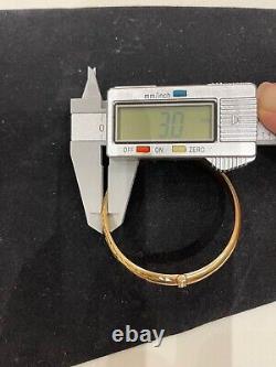 Genuine 9ct Yellow Gold 6mm Oval Hinged Bangle 60mm Diameter 8.51 Grams