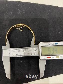 Genuine 9ct Yellow Gold 6mm Oval Hinged Bangle 60mm Diameter 8.51 Grams