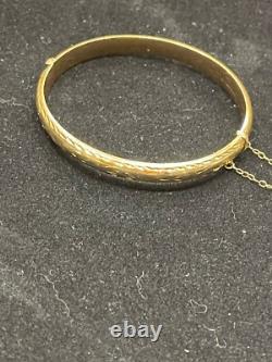 Genuine 9ct Yellow Gold 6mm Oval Hinged Bangle 60mm Diameter 8.51 Grams