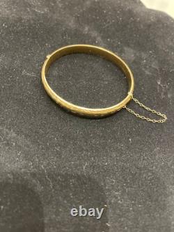 Genuine 9ct Yellow Gold 6mm Oval Hinged Bangle 60mm Diameter 8.51 Grams