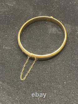 Genuine 9ct Yellow Gold 6mm Oval Hinged Bangle 60mm Diameter 8.51 Grams