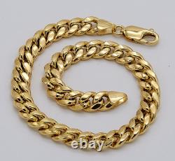 Genuine 9ct Yellow Gold 7mm Mens Miami Cuban Link Bracelet 8.5 Inch Brand New