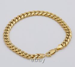 Genuine 9ct Yellow Gold 7mm Mens Miami Cuban Link Bracelet 8.5 Inch Brand New