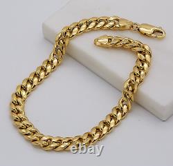 Genuine 9ct Yellow Gold 7mm Mens Miami Cuban Link Bracelet 8.5 Inch Brand New