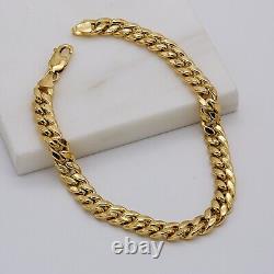 Genuine 9ct Yellow Gold 7mm Mens Miami Cuban Link Bracelet 8.5 Inch Brand New