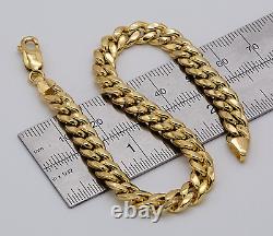 Genuine 9ct Yellow Gold 7mm Mens Miami Cuban Link Bracelet 8.5 Inch Brand New